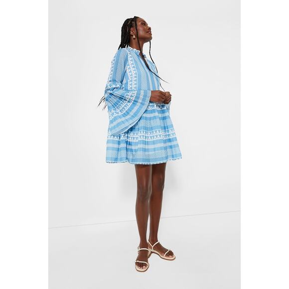 TUCKERNUCK Hyacinth House Blue & White Bell Sleeved Blaine Mini Dress NWT XXL - Picture 3 of 10